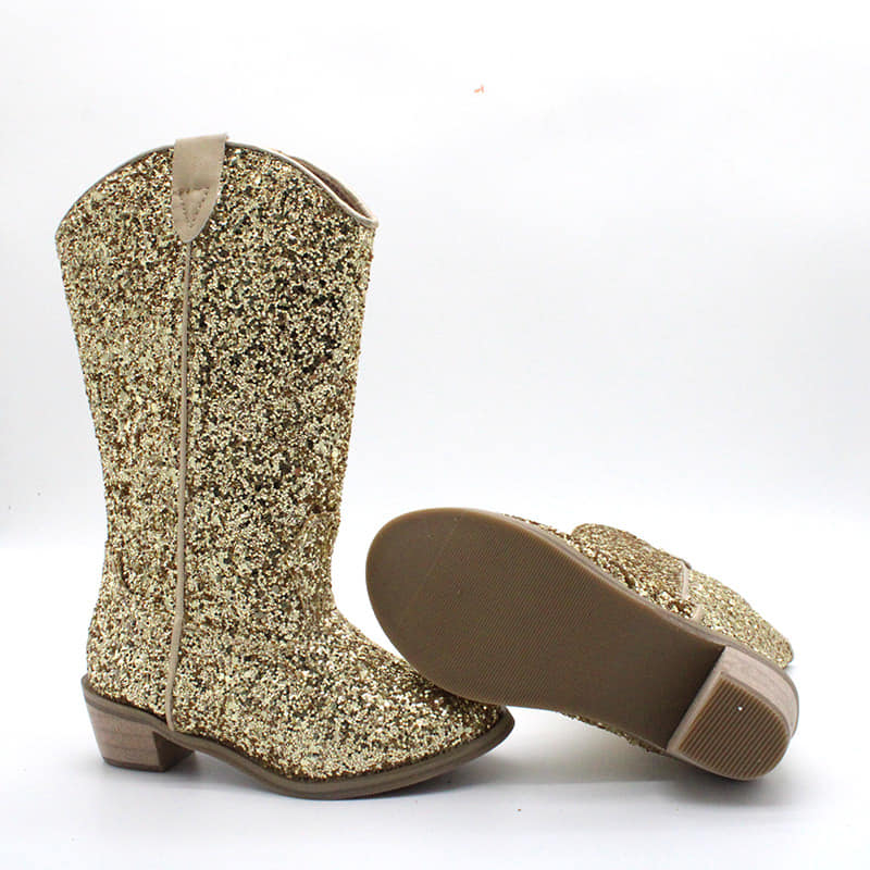 Gold Glitter Boots